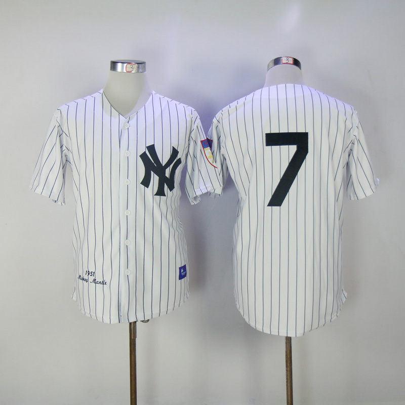 2017 MLB New York Yankees #7 no name White 1951 Throwback Jerseys